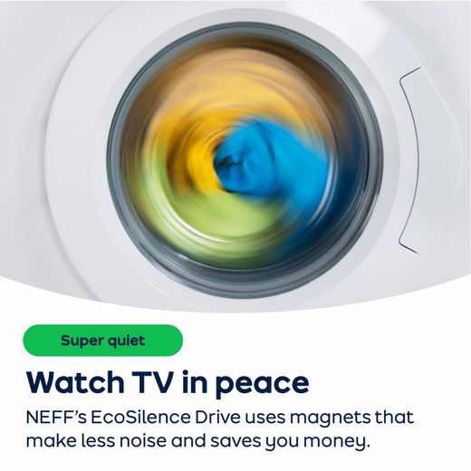 NEFF N50 W543BX2GB Integrated 8kg Washing Machine with 1400 rpm - White - AO Annotation - EcoSilence Drive